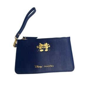 Disney Pandora Mickey Minnie Blue Navy Wristlet Clutch Purse Size Small